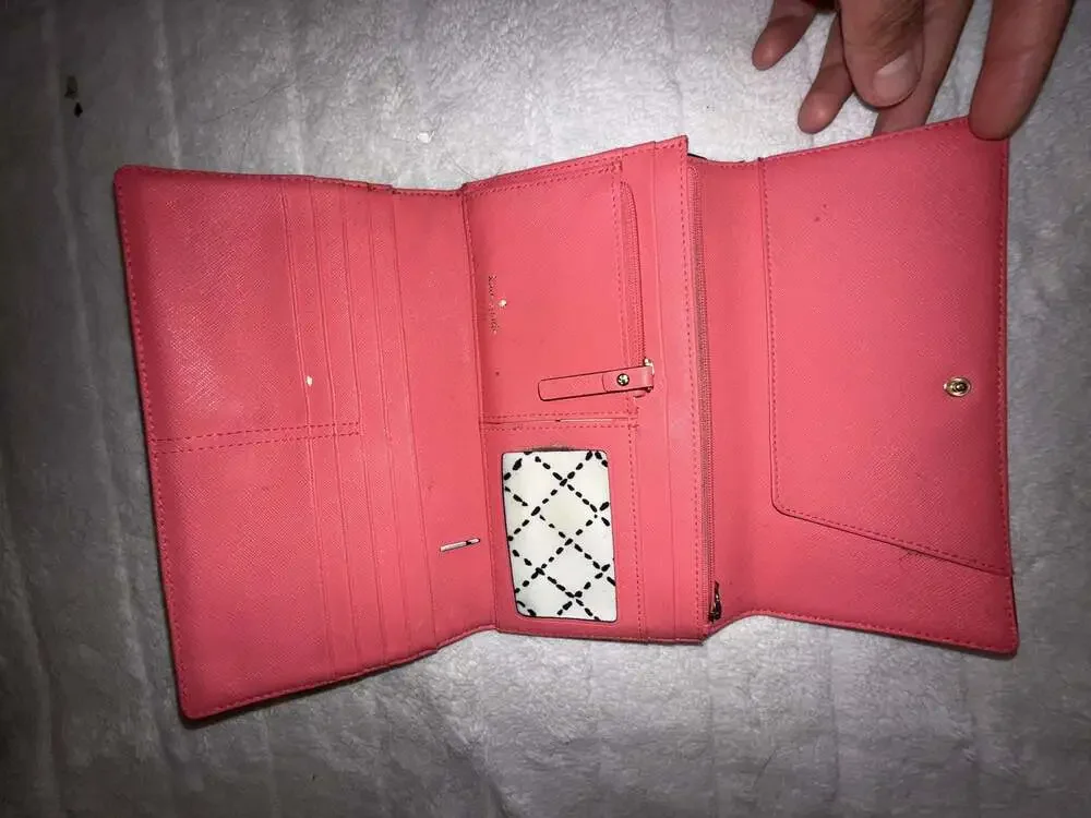 Kate Spade New York Saffiano Leather Long Fold-Over Clutch Wallet
